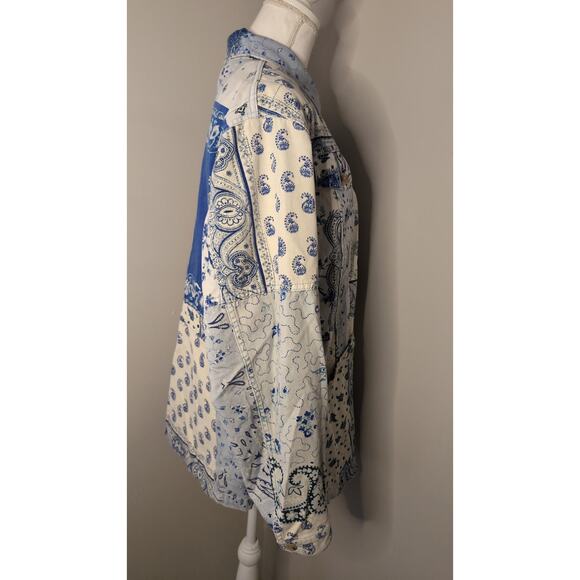 Etro Milan paisley denim bandana southwestern patchwork print jacket 48 Italy - Picture 7 of 13